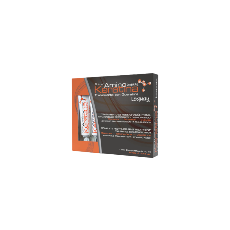 Ampolleta amino keratin reconstruye la fibra capilar por procesos químicos 6x10ml - Loquay