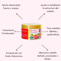 Mascarilla Keratina+ colágeno restablece la estructura del cabello, aporta elasticidad y fuerza 280g