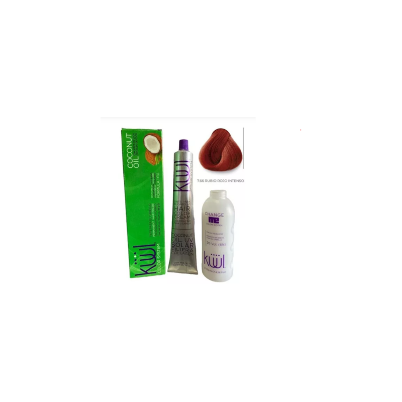 Tinte Kuul 90ml + peróxido 135ml Tono 7.66 Rubio rojo intenso