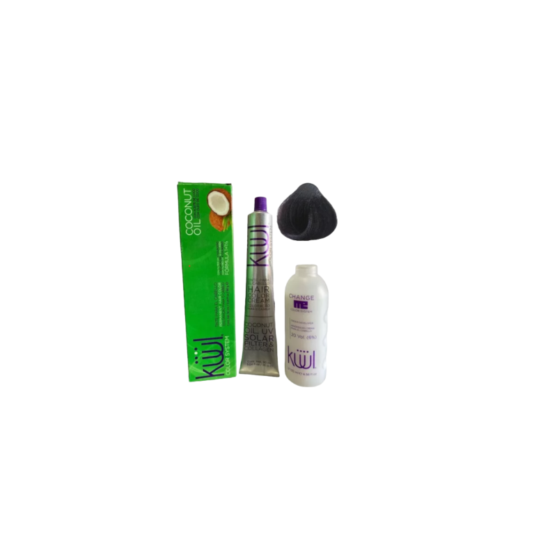 Tinte Kuul 90ml + peróxido 135ml Tono 1V negro violeta