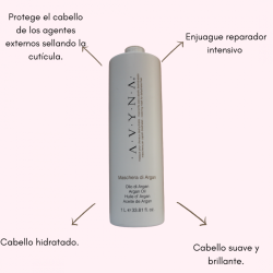 Di Argan Maschera Cabello hidratado, reestructurado, suave y brillante 1L